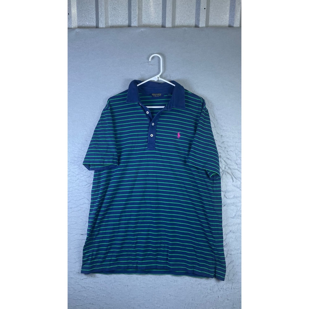 Polo Golf Ralph Lauren Polo Shirt Mens XL Blue Green Excellent Pro Fit Striped